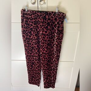 JCrew leopard print velvet pants and matching cami/tank